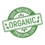 Organic stamp rubber, green ecologic natural style on grunge rubber stamp_ _ Premium Vector